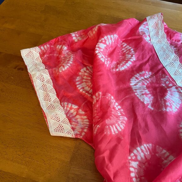 NWOT Size Medium Calypso St. Barth for Target silk pink white tie-dye caftan - Picture 6 of 11